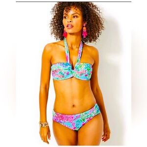 EUC Lilly Pulitzer Eddee & Lagoon Sarong Hipster Bikini Set Cay To My Heart